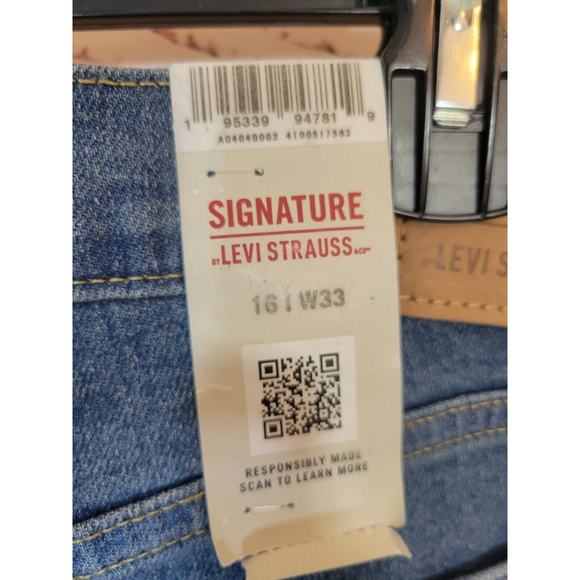 NWT Levi's Blue Denim High Rise Straight Leg Distressed Jeans Women's Size 16 - Picture 2 of 12